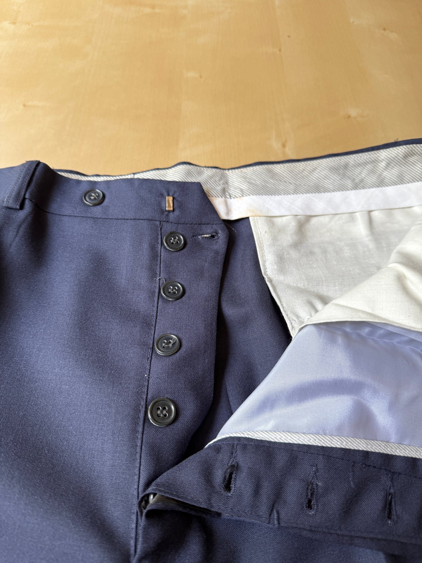 Pantalone anni ‘90 in fresco lana blu (NOS) - tg. 58/60