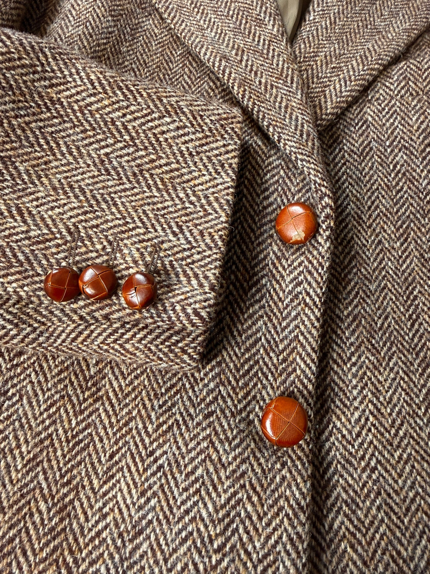 Giacca anni ‘90 in Harris Tweed marrone spigato - tg. 50