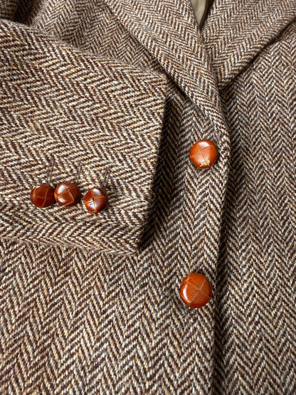 Giacca anni ‘90 in Harris Tweed marrone spigato - tg. 50