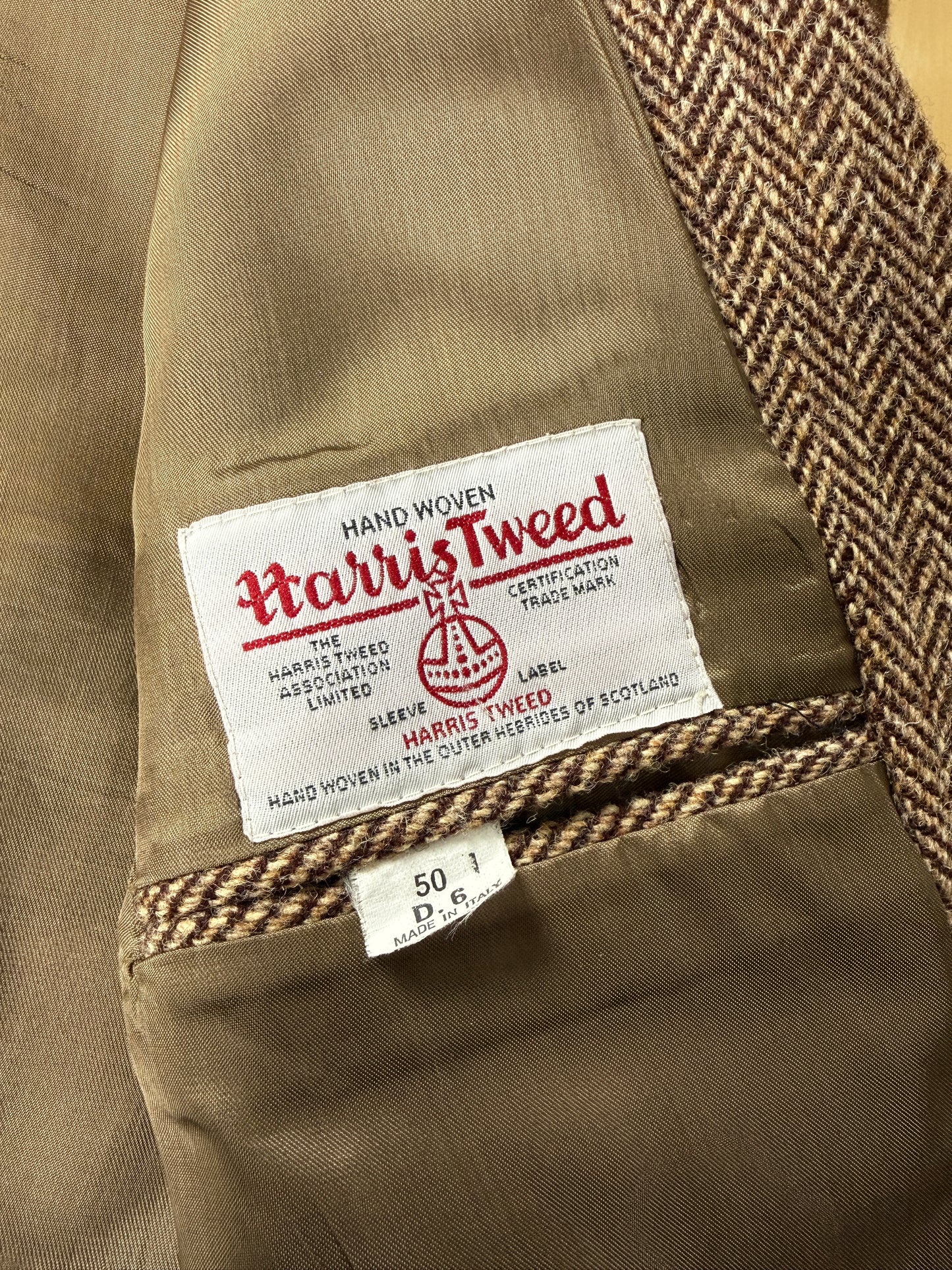 Giacca anni ‘90 in Harris Tweed marrone spigato - tg. 50