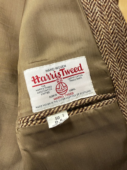 Giacca anni ‘90 in Harris Tweed marrone spigato - tg. 50