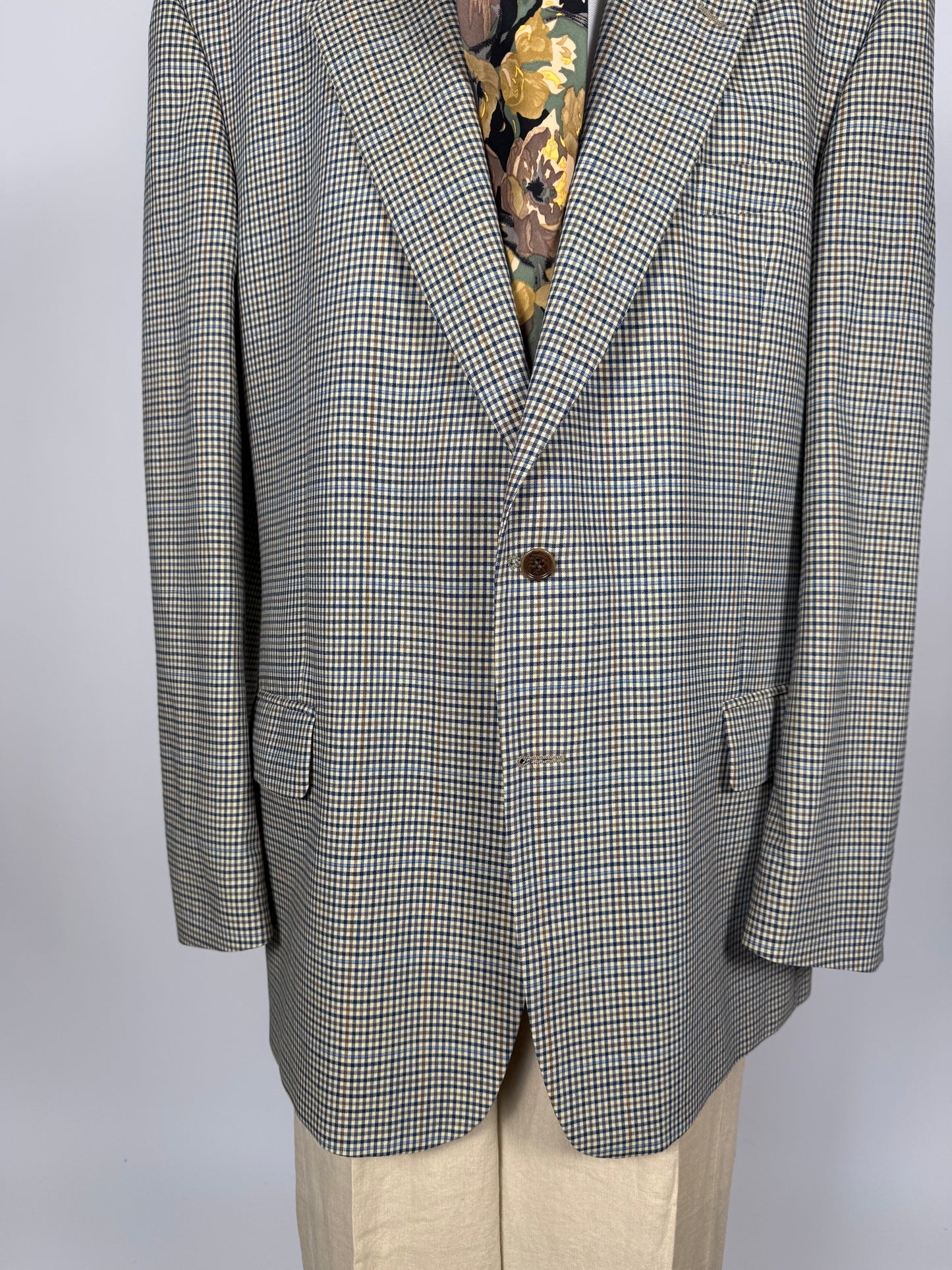 Giacca anni '80 fresco lana check - tg. 58/60 lunga