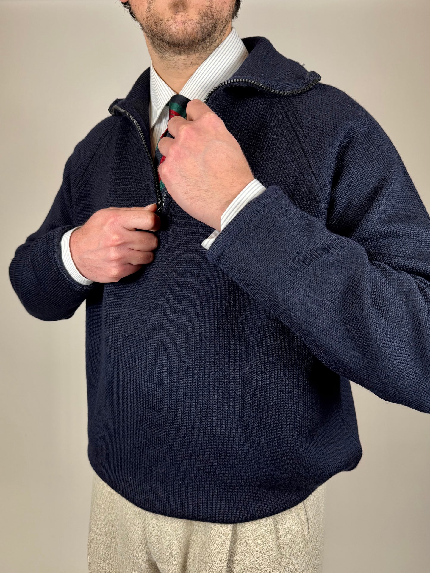 Maglione zip 3/4 CP Company in pura lana - XL