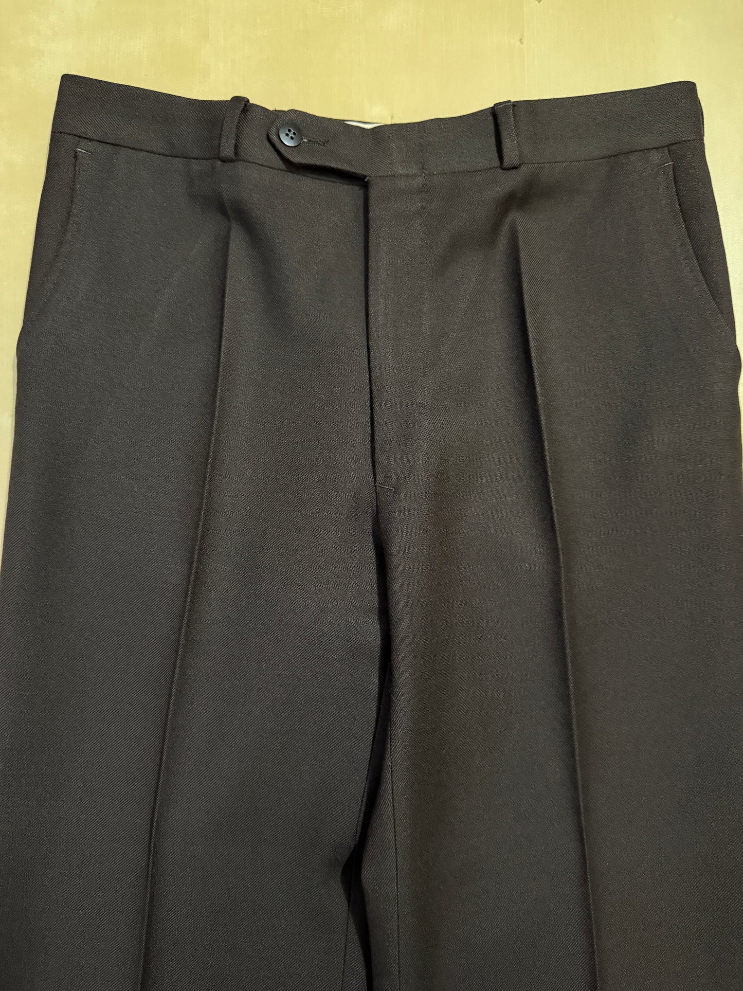 Completo 3 pezzi anni ‘70 a zampa in flanella marrone - tg. 44/46