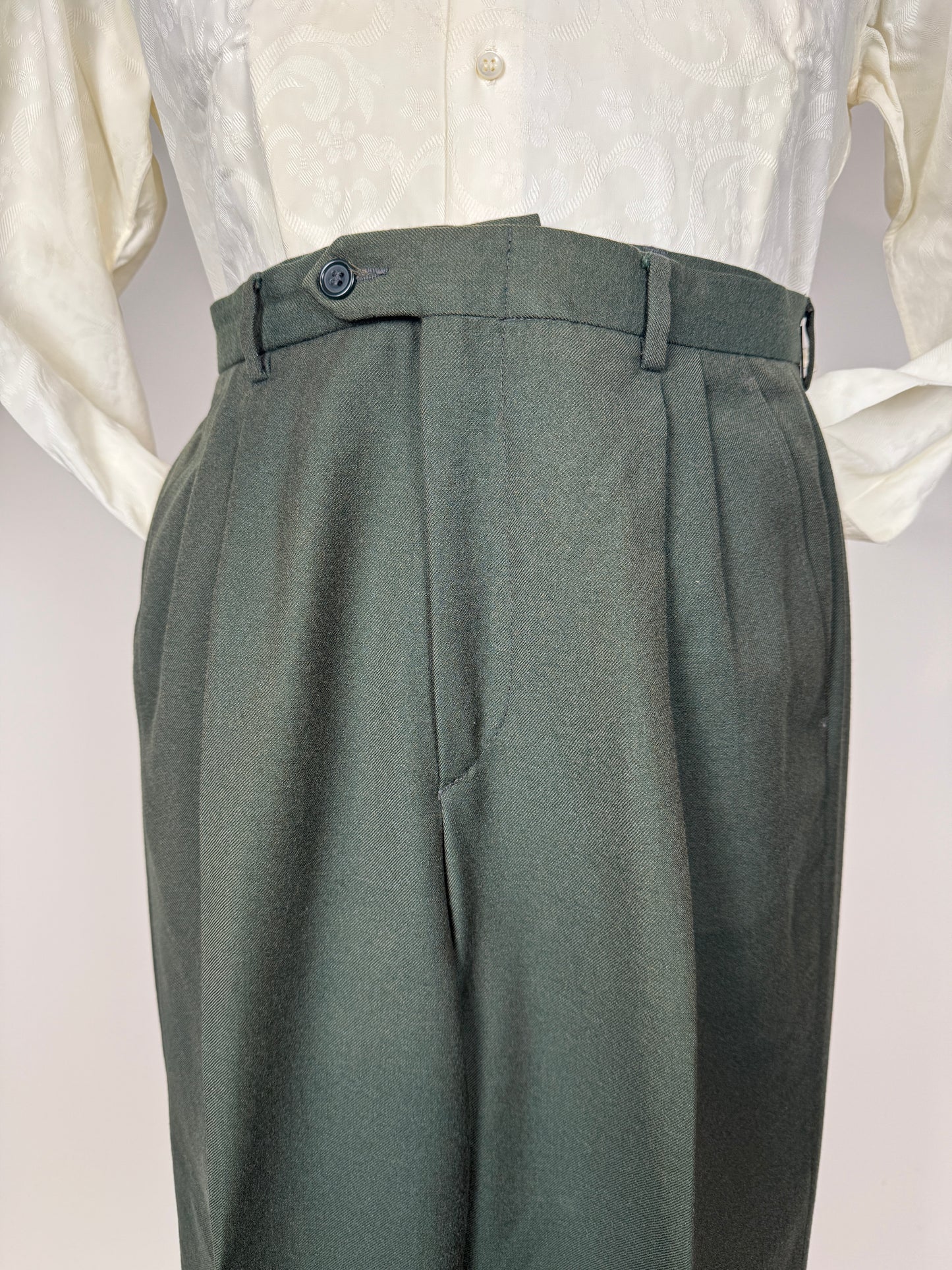 Pantaloni anni ‘80 in flanella verde - tg. 46/48