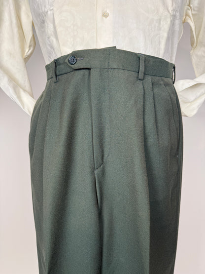 Pantaloni anni ‘80 in flanella verde - tg. 46/48