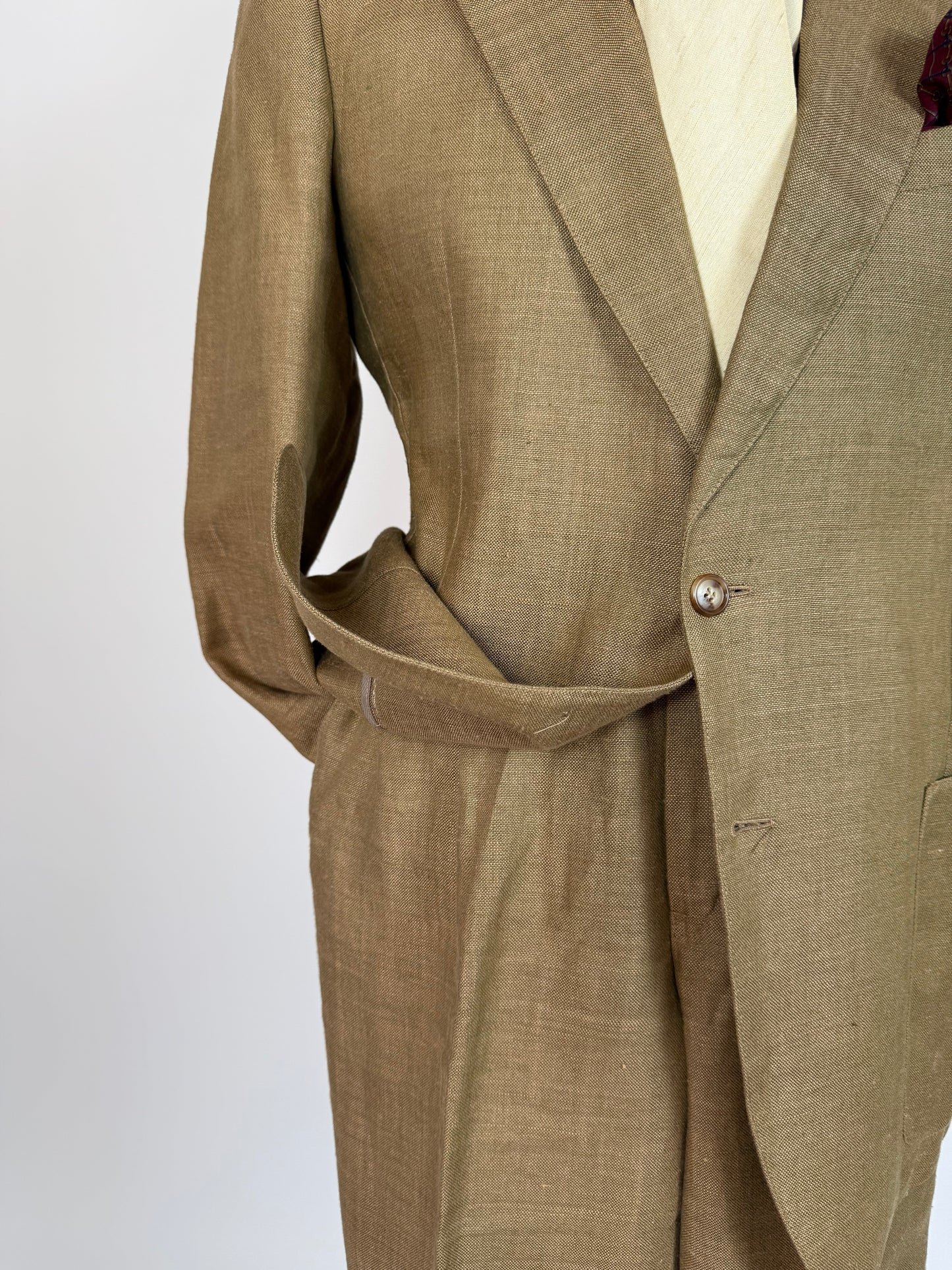 Completo anni '70 misto lino color corda - tg. 50