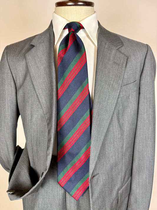 Cravatta regimental vintage navy verde e rosso
