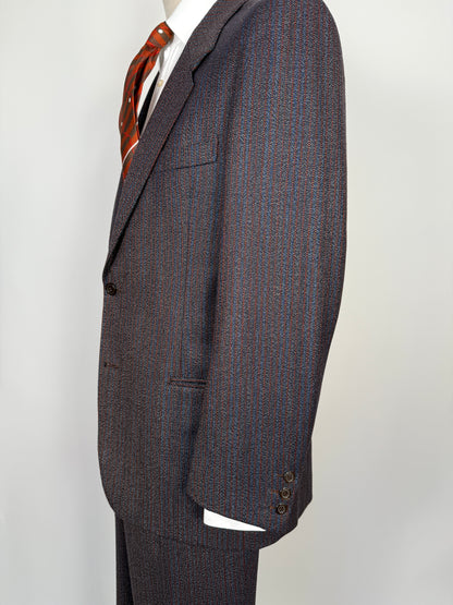 Completo sartoriale anni ‘70 rosso e blu sale-pepe - tg. 50