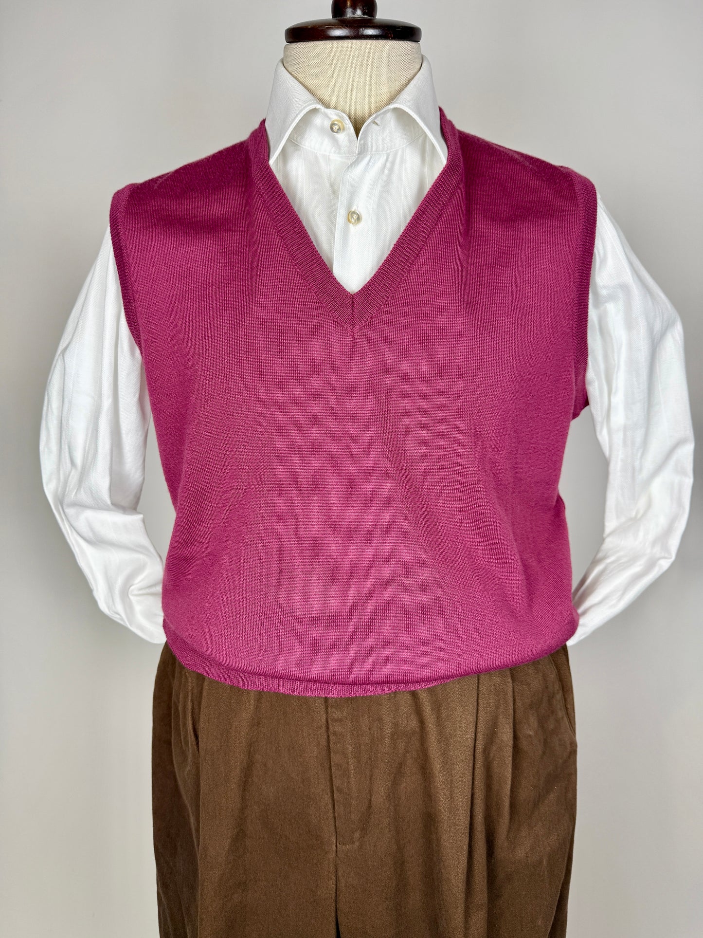 Gilet in pura lana merino rosa fucsia - M/L