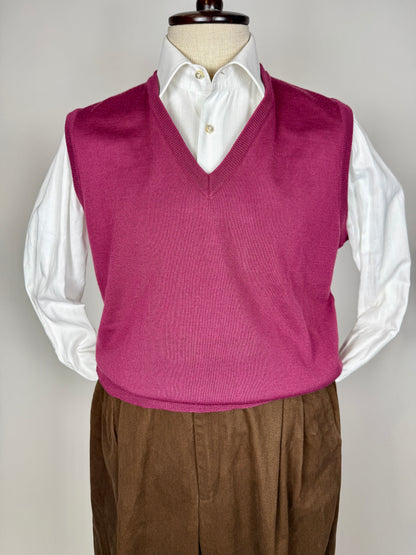 Gilet in pura lana merino rosa fucsia - M/L