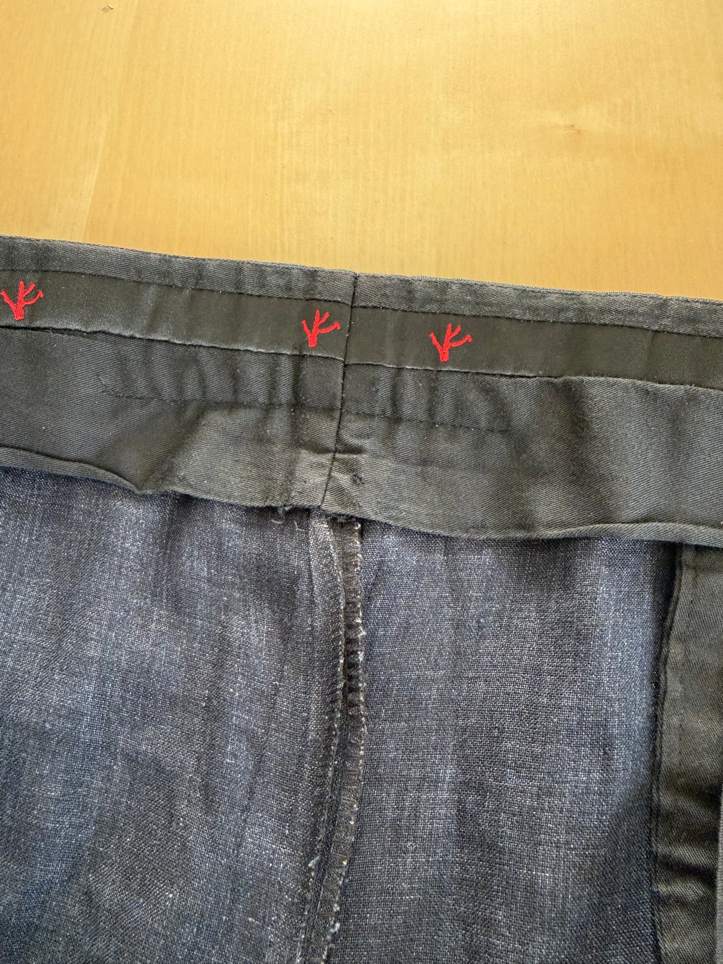 Pantaloni Isaia lino blu effetto chambray - tg. 52