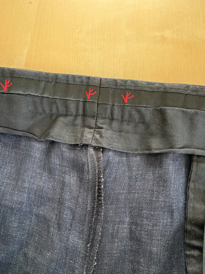 Pantaloni Isaia lino blu effetto chambray - tg. 52