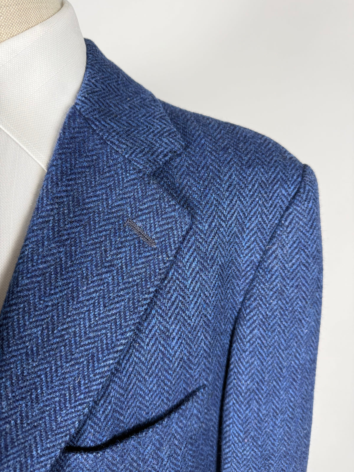 Giacca De Paz vintage tweed spigato blu - tg. 54