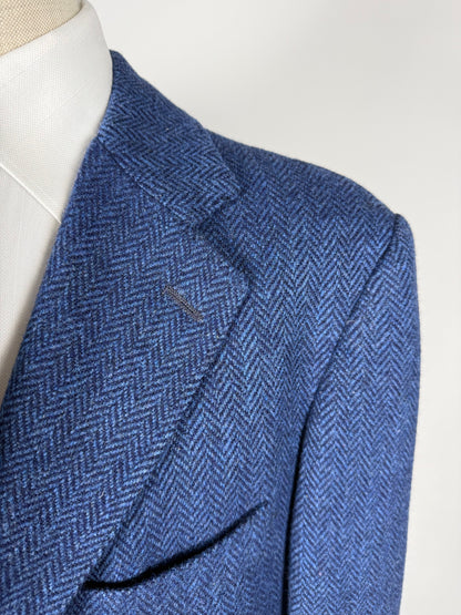 Giacca De Paz vintage tweed spigato blu - tg. 54