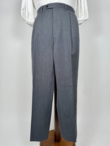 Pantaloni lana pettinata grigio gessato (NOS) - tg. 52