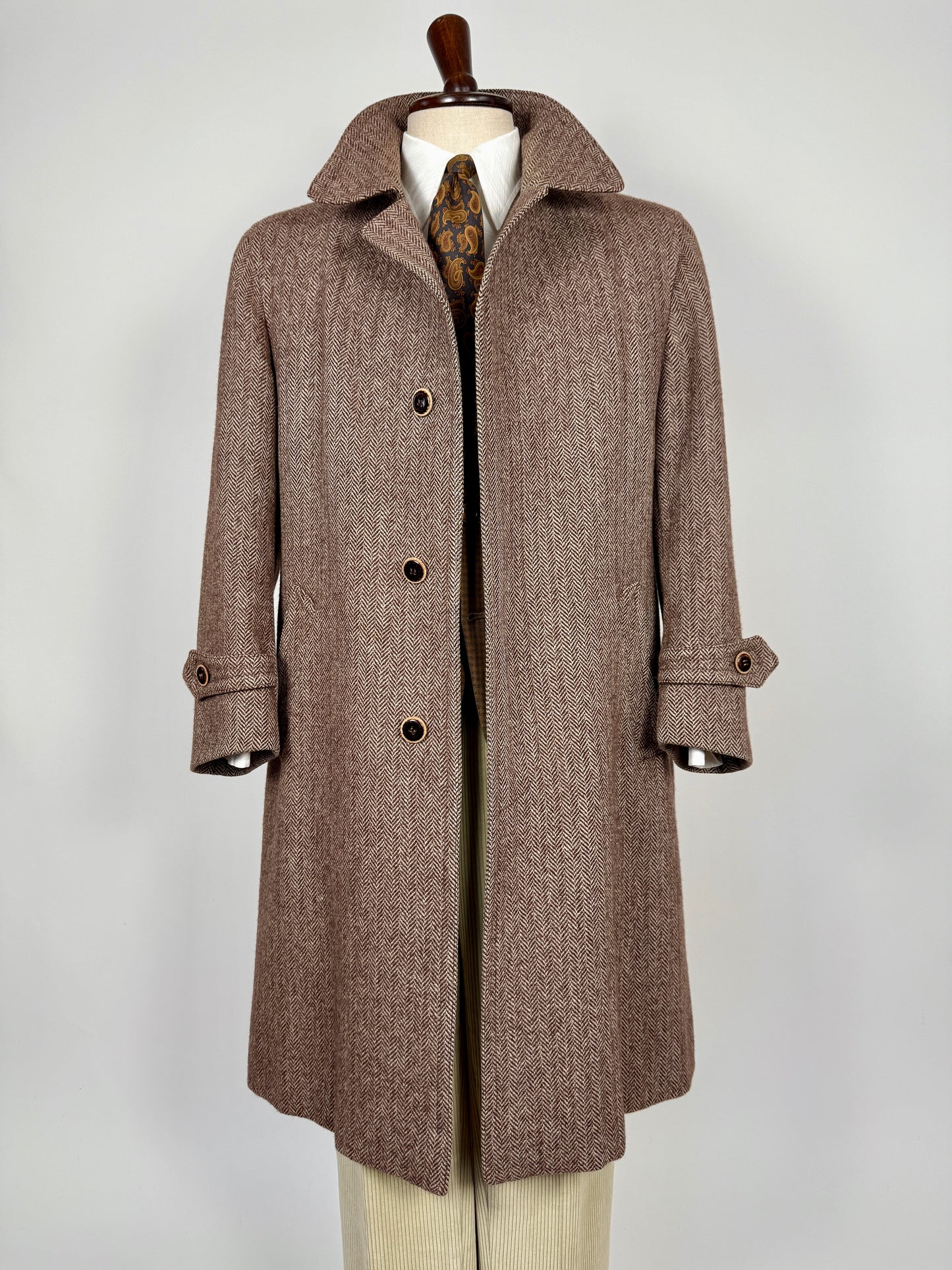 Cappotto in tweed marrone spigato - tg. 50-54