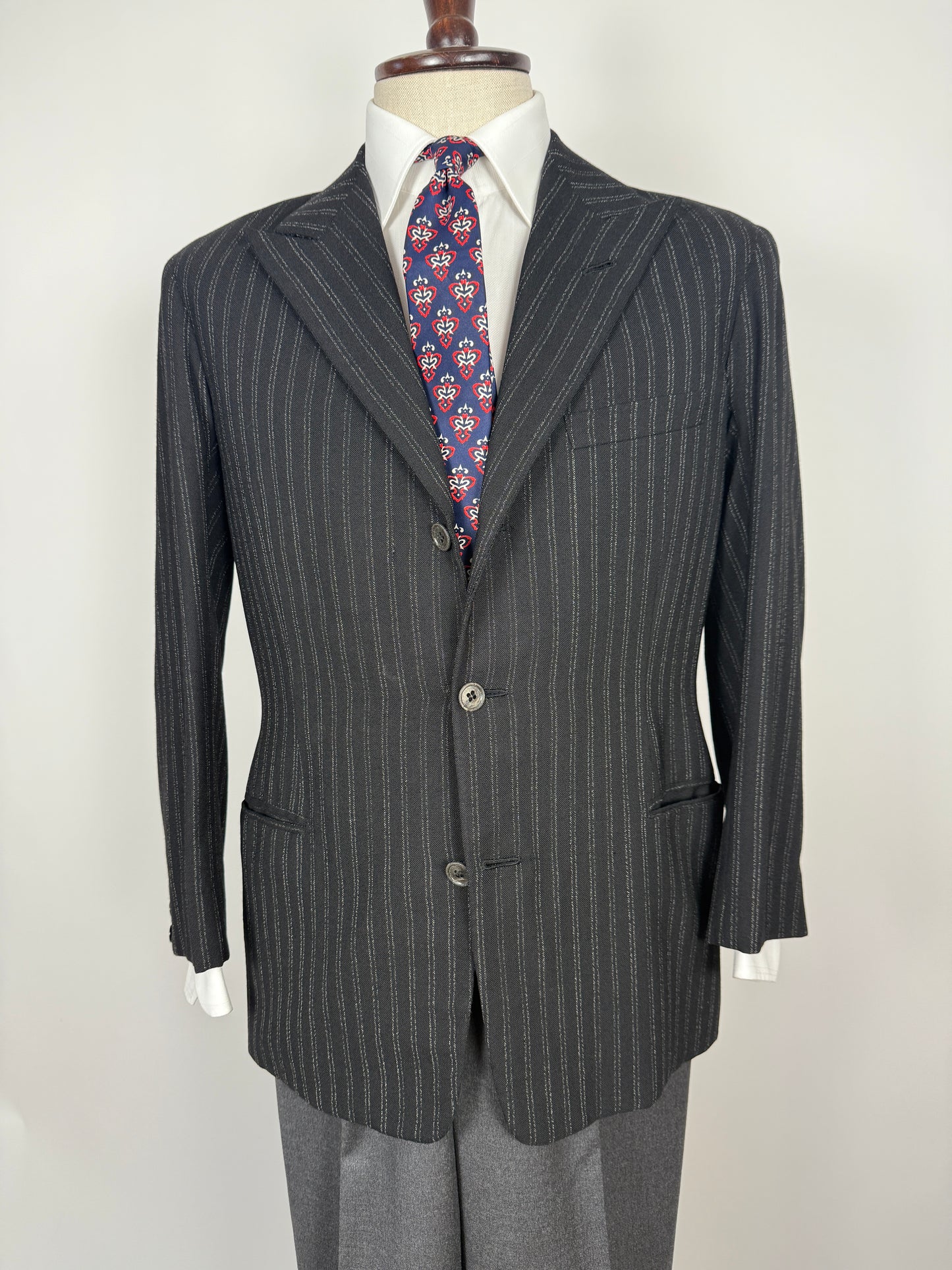 Giacca anni ‘50 sartoriale nero gessato - tg. 44