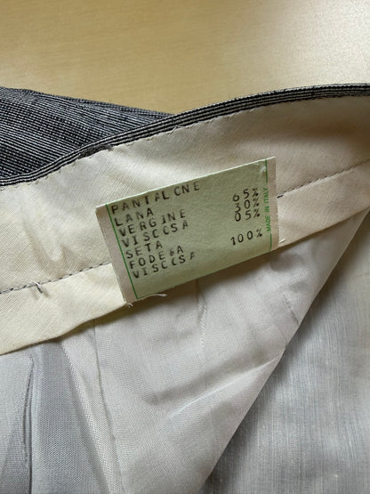 Pantaloni anni '80 grigio chiaro misto lana viscosa e seta (NOS) - tg. 50