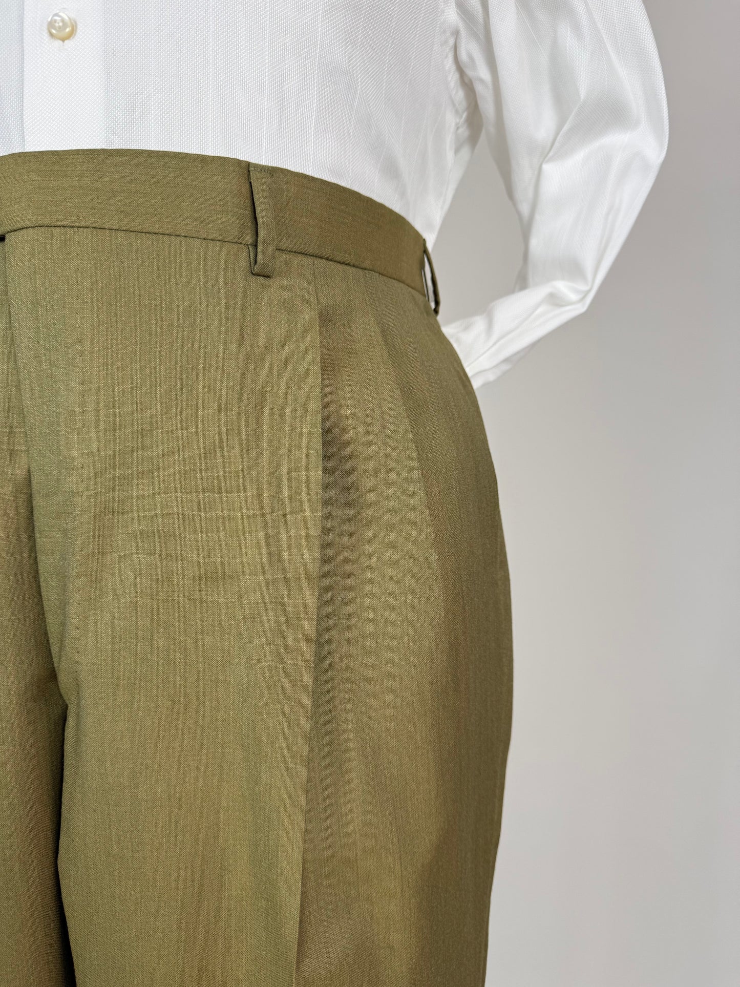 Pantaloni fresco lana verde oliva anni '80 (NOS) - tg. 54/56