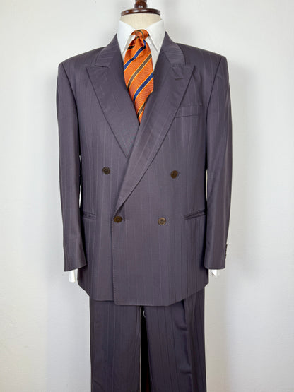 Completo doppiopetto gessato anni ‘80 marrone cacao - tg. 52