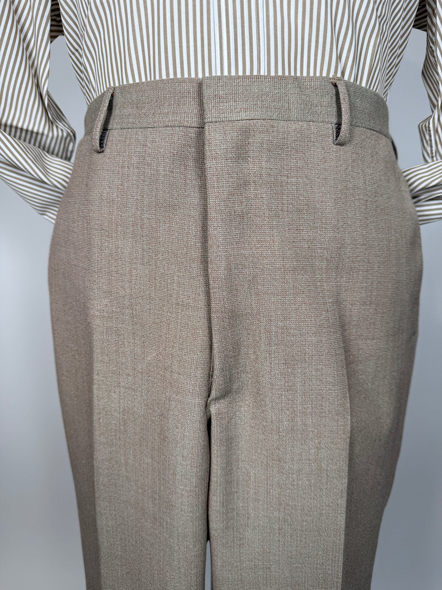 Completo 3 pezzi anni ‘70 hopsack beige - tg. 50/52 drop basso