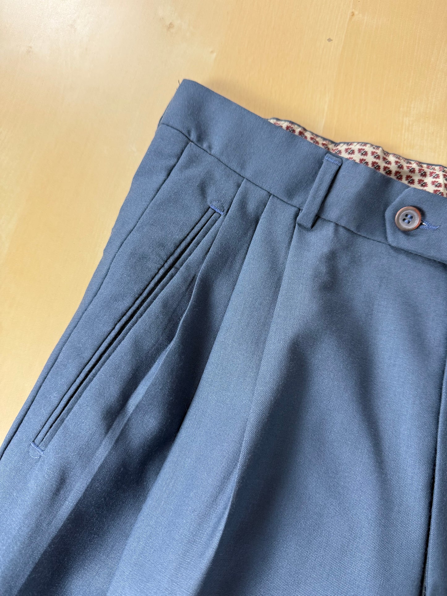 Pantaloni fresco lana verde petrolio 3 pinces anni '80 - tg. 48