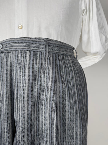 Pantaloni anni ‘80 in fresco lana grigio striato (NOS) - tg. 52