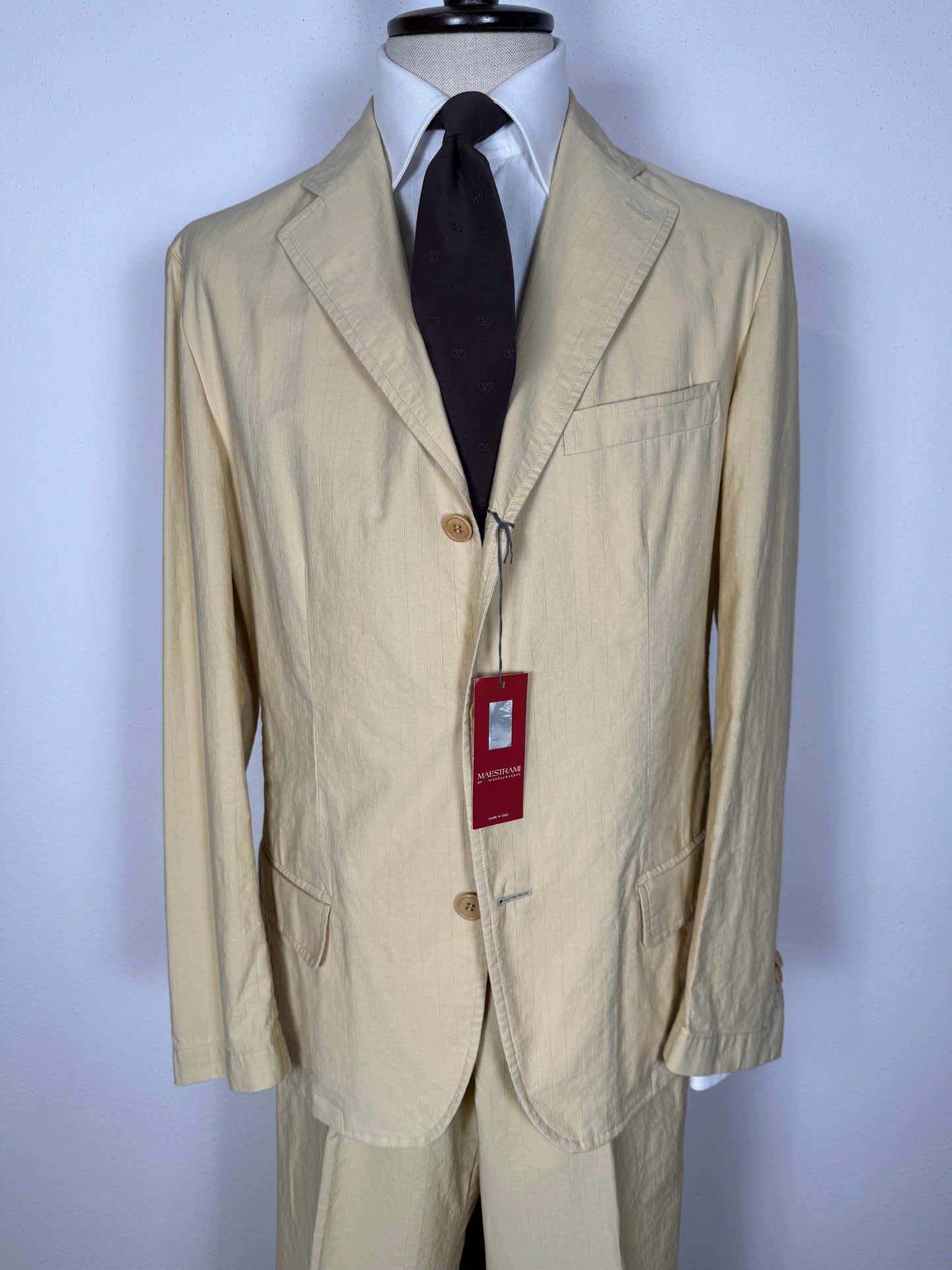 Completo estivo in puro cotone sfoderato color crema (NOS) - tg. 48/50