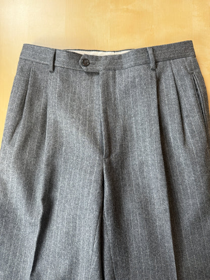 Completo doppiopetto flanella grigio gessato anni ‘80/‘90 - tg. 48/50, drop alto