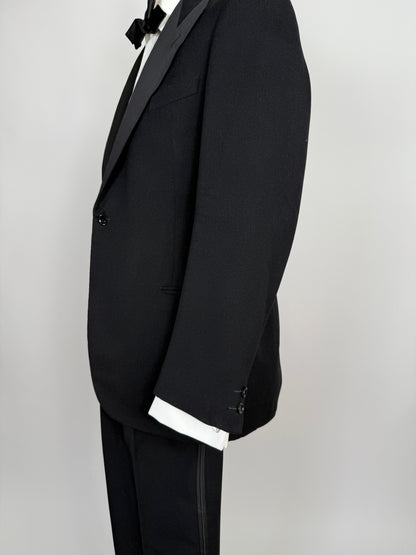 Smoking sartoriale anni ‘40/‘50 monopetto revers a lancia - tg. 46/48