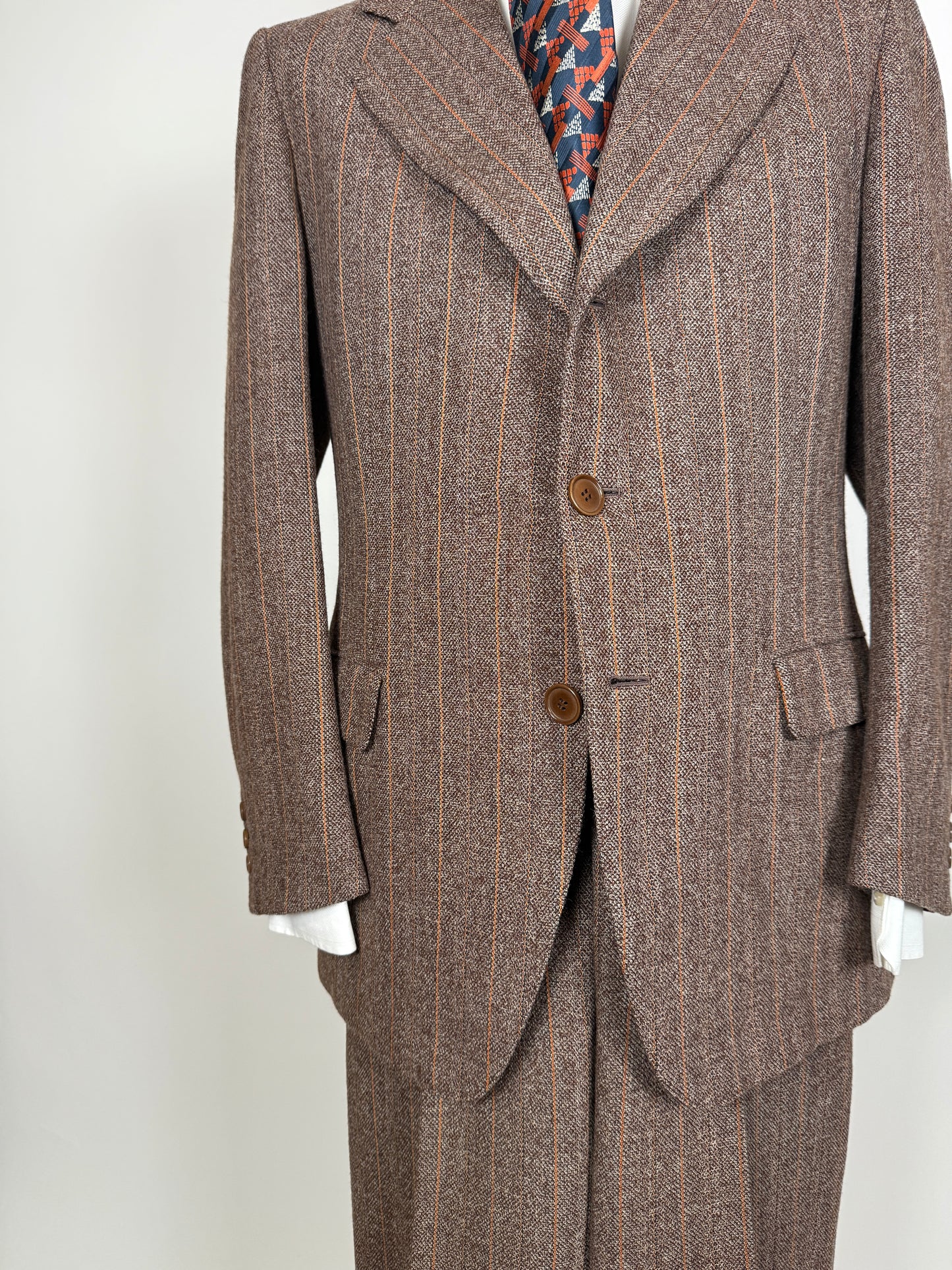 Completo anni ‘70 tweed marrone - tg. 50