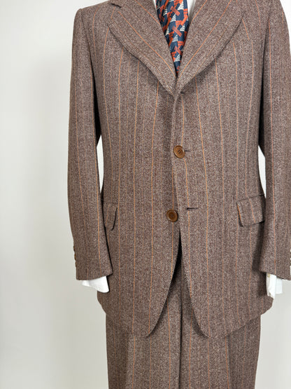Completo anni ‘70 tweed marrone - tg. 50