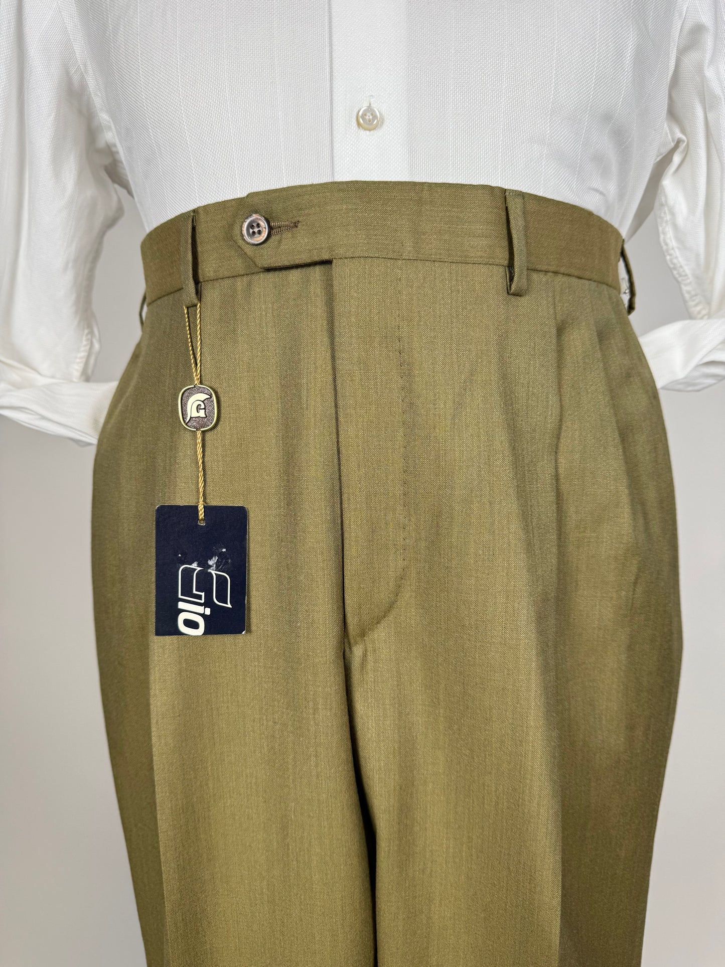 Pantaloni fresco lana verde oliva anni '80 (NOS) - tg. 50