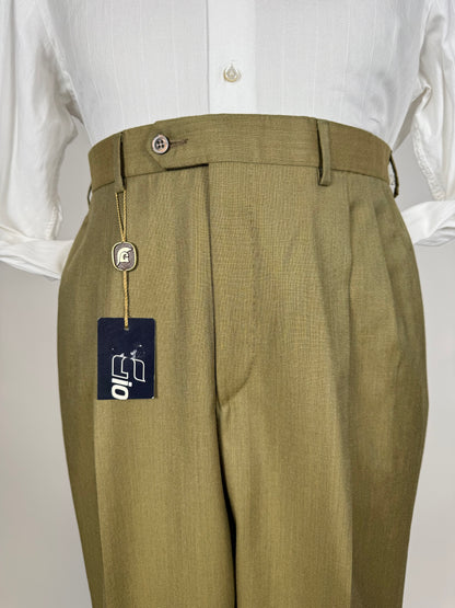 Pantaloni fresco lana verde oliva anni '80 (NOS) - tg. 50