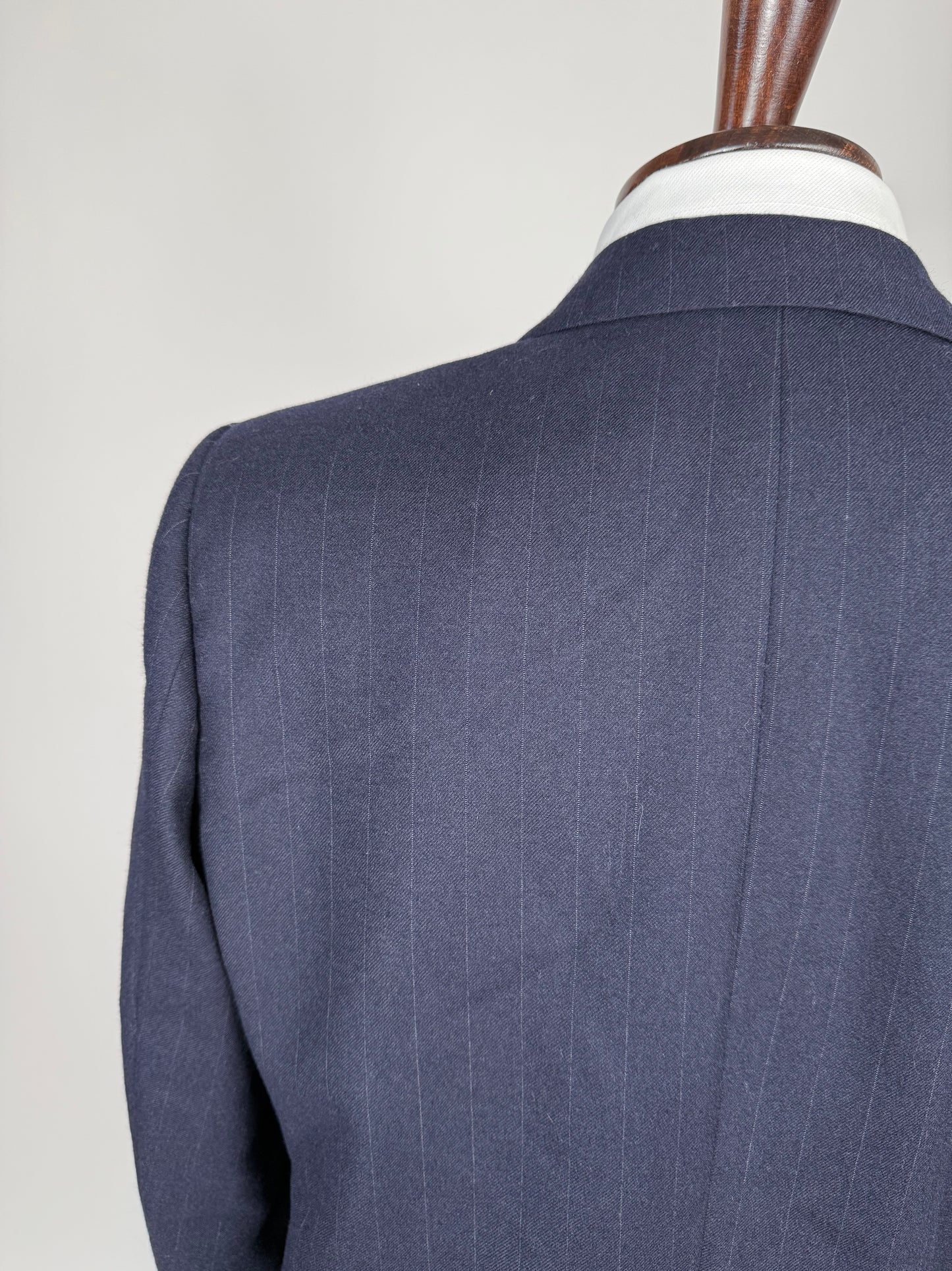 Completo Belvest doppiopetto anni ‘70 flanella blu gessato - tg. 50/52