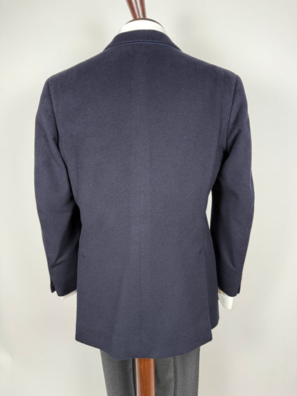 Navy blazer sartoriale anni ‘90 in panno lana e cashmere - tg. 48