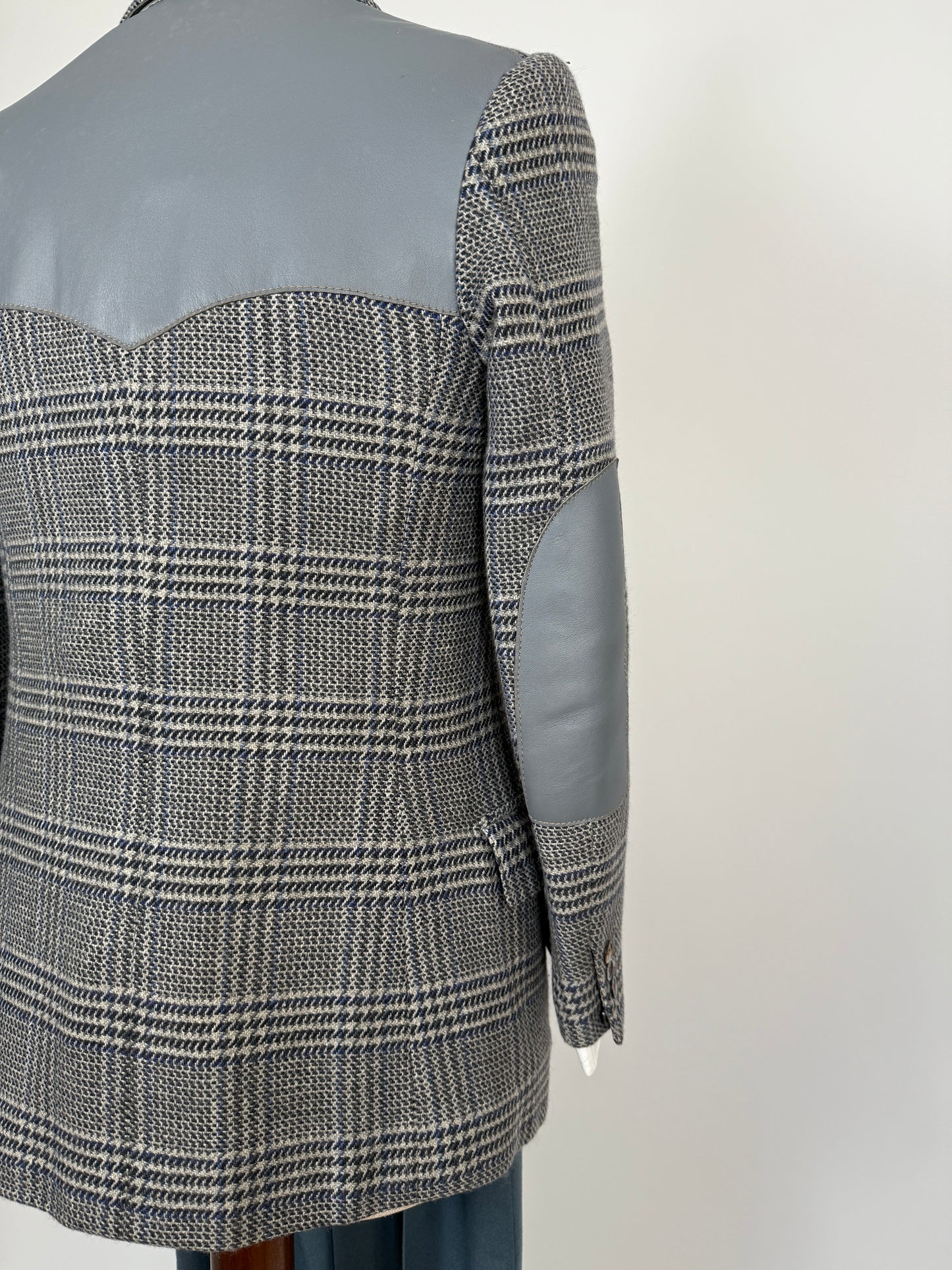 Giacca sportiva sartoriale anni ‘60 puro cashmere inserti in pelle - tg. 42