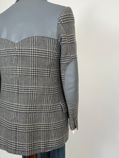 Giacca sportiva sartoriale anni ‘60 puro cashmere inserti in pelle - tg. 42