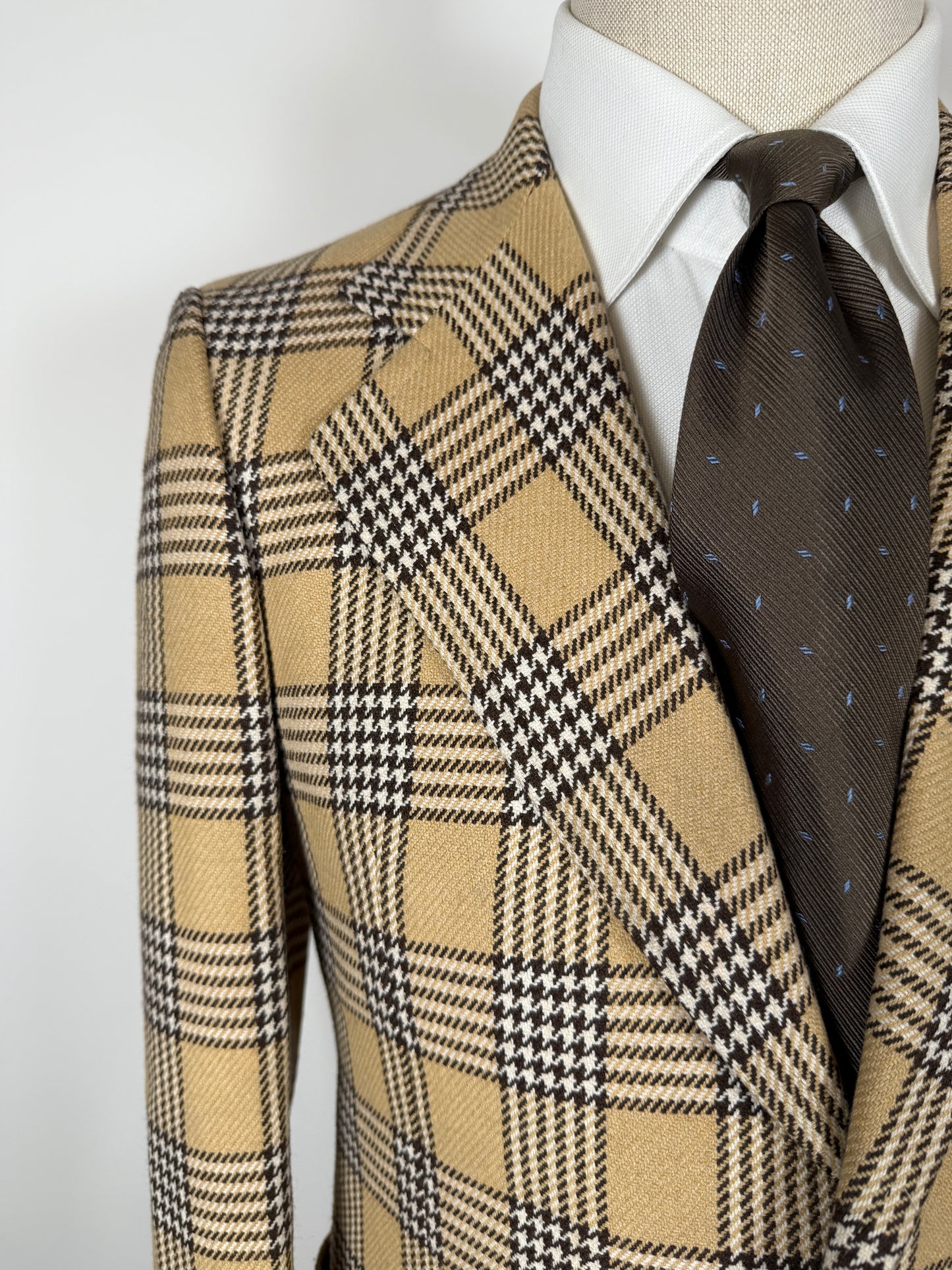 Giacca anni ‘70 beige a quadri - tg. 44/46