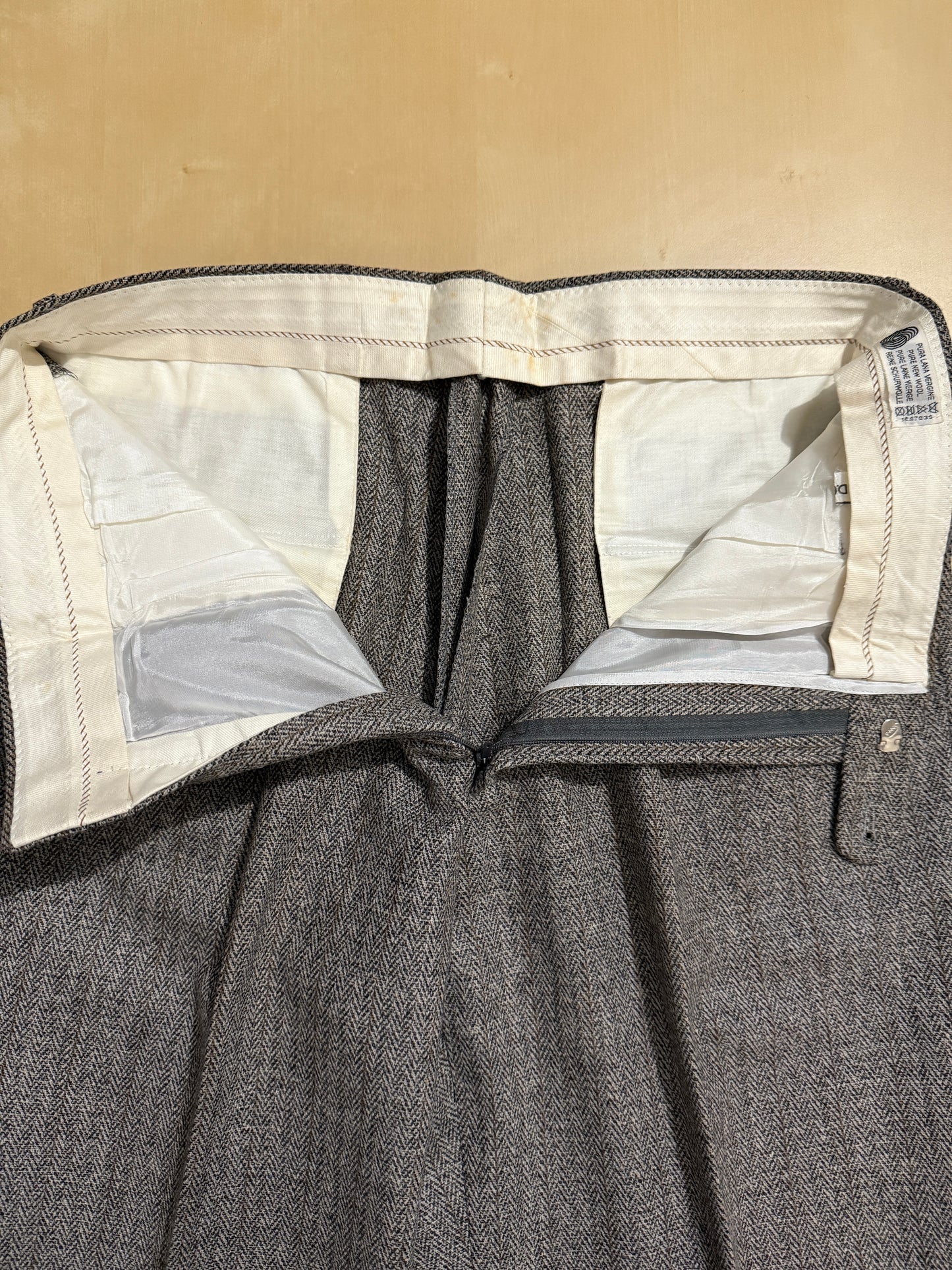 Pantalone anni ‘80 in tweed herringbone (NOS) - tg. 48