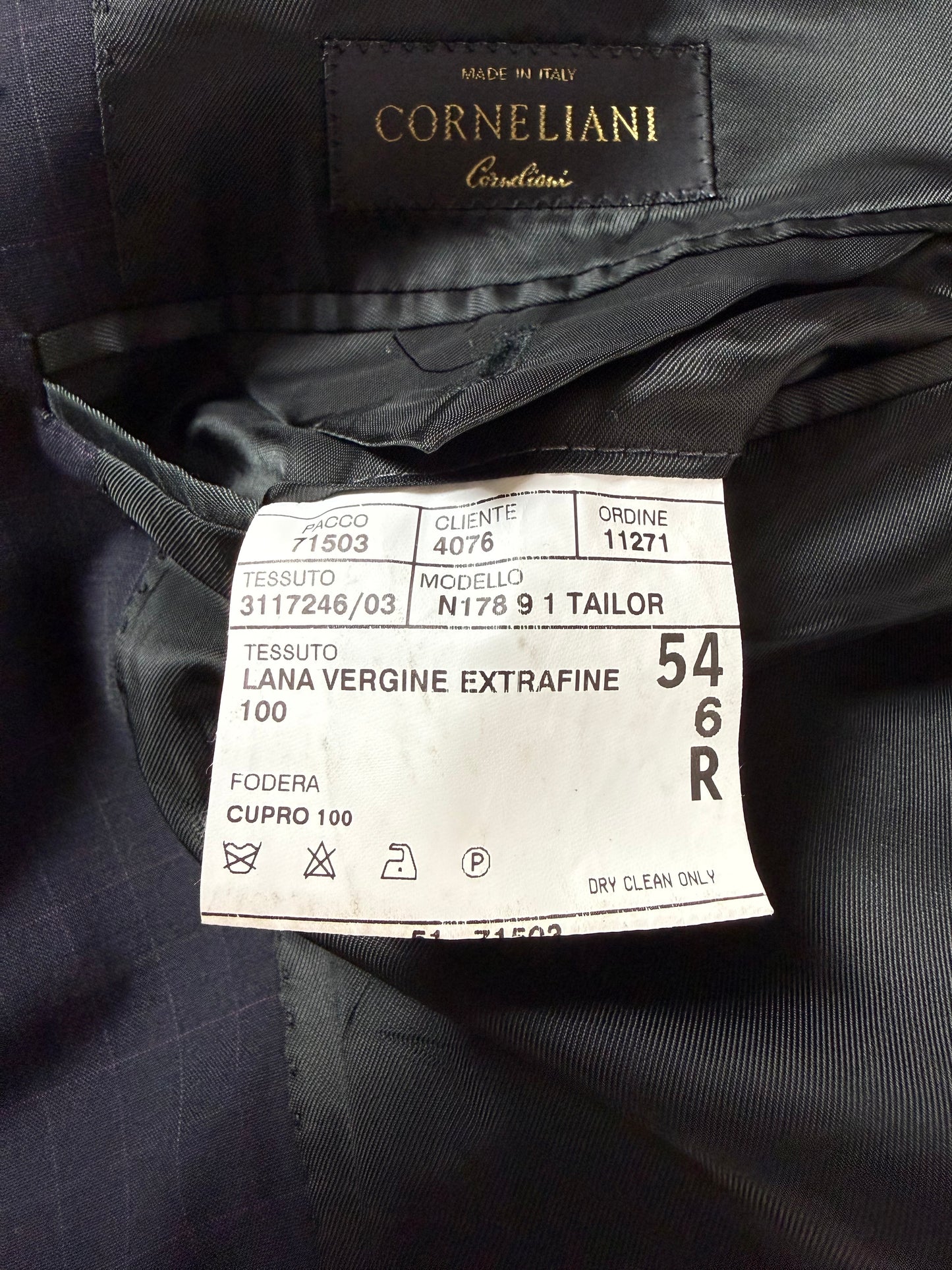 Completo Corneliani fresco lana blu a quadri - tg. 52/54