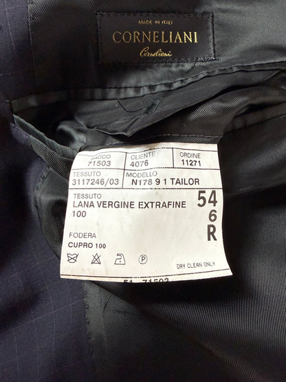 Completo Corneliani fresco lana blu a quadri - tg. 52/54