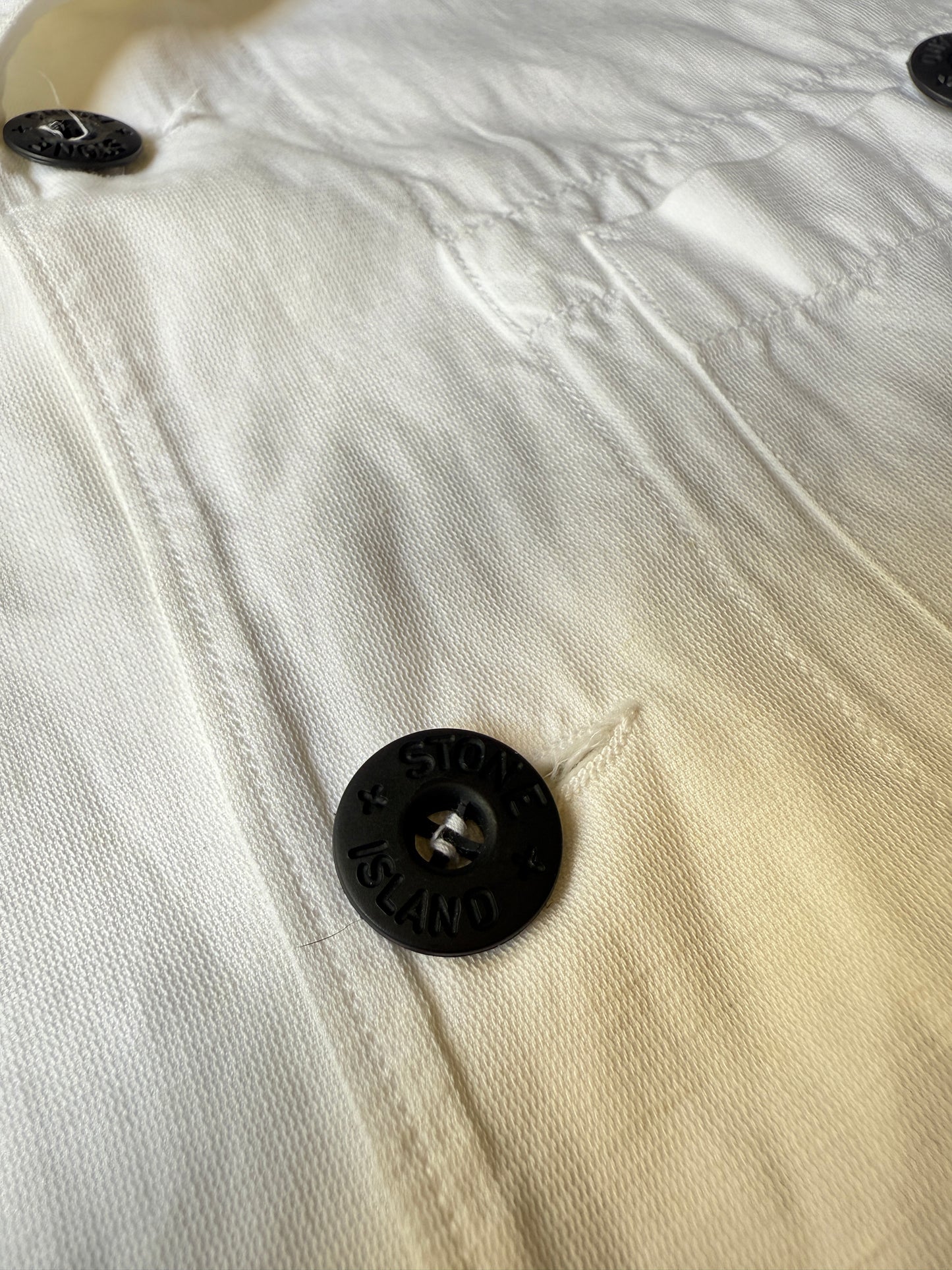 Camicia Stone Island bianca manica corta in cotone e lino (SS 2002) - L