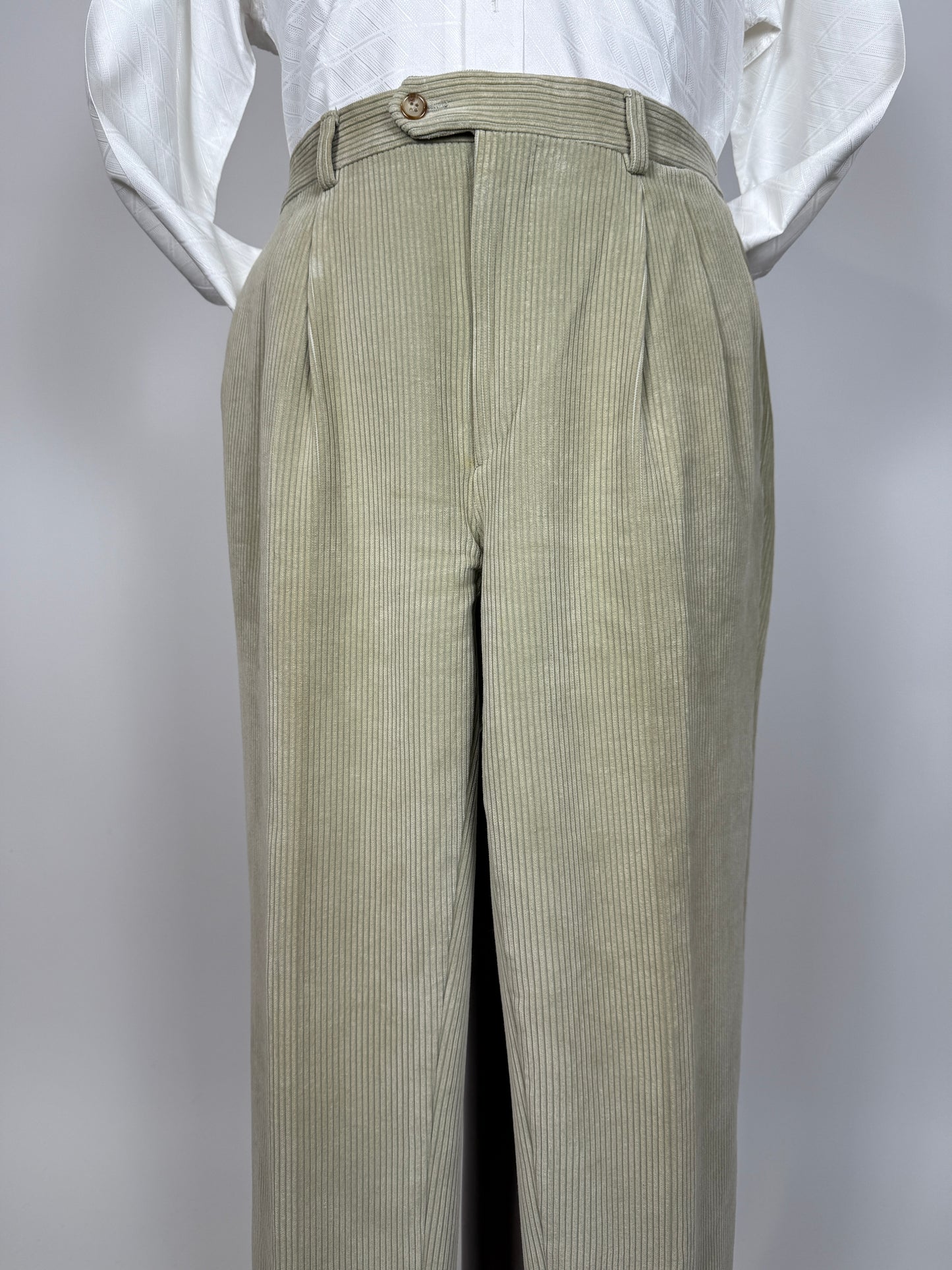 Pantaloni in velluto a coste panna/avorio - tg. 52