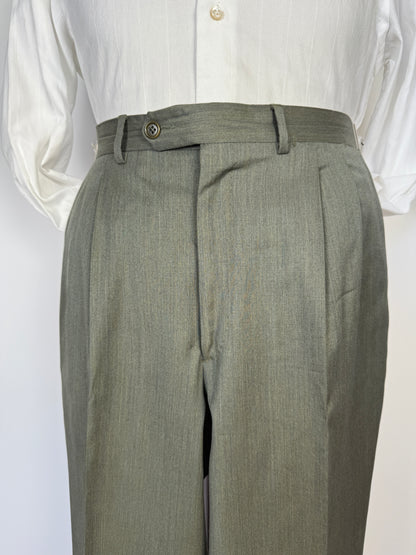 Completo anni ‘80 in lana pettinata verde mélange - tg. 48