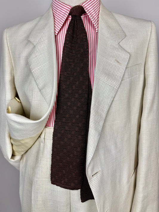 Cravatta tricot in seta marrone anni '70