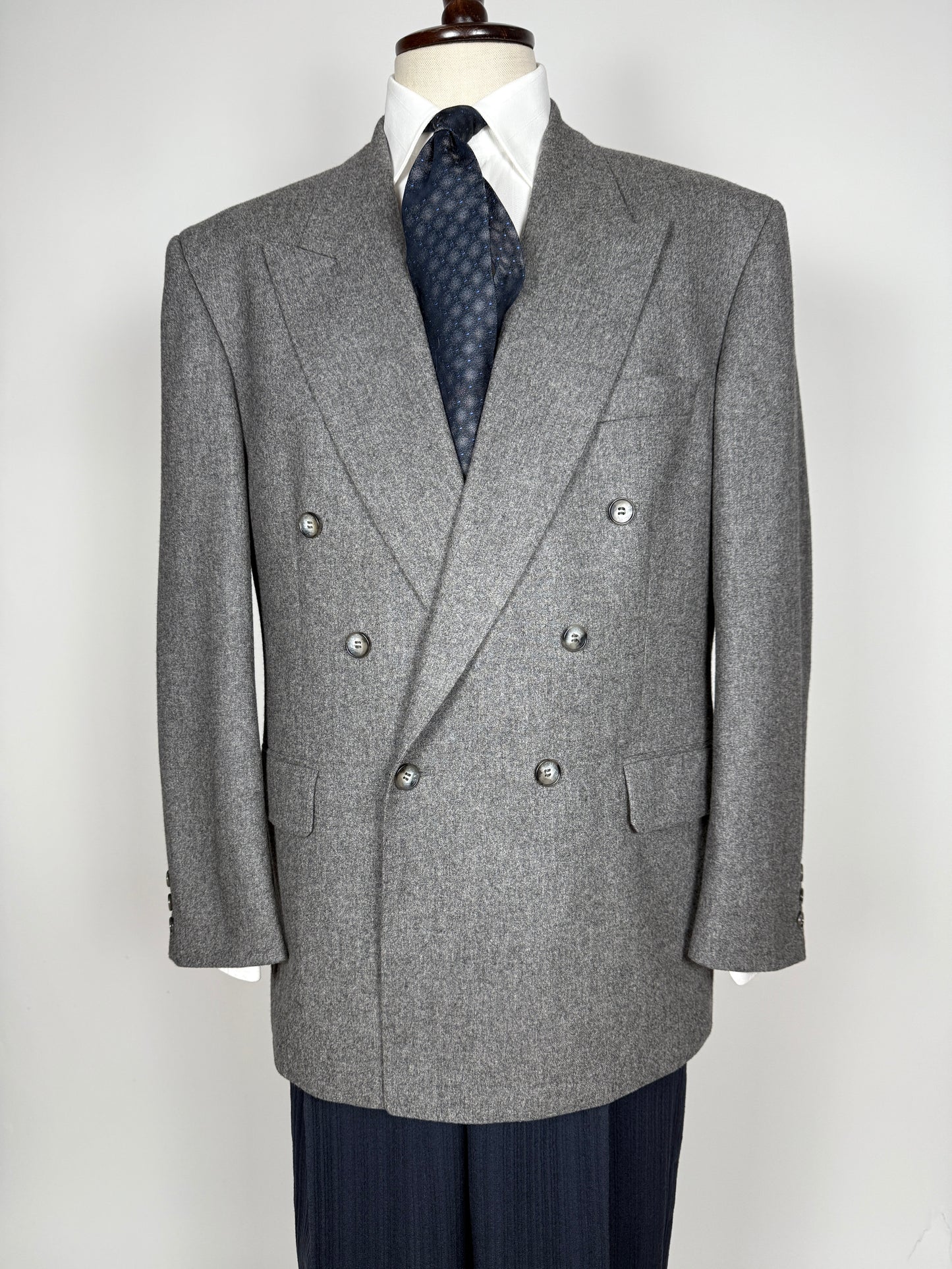 Giacca doppiopetto anni ‘80 flanella grigio medio - tg. 54/56