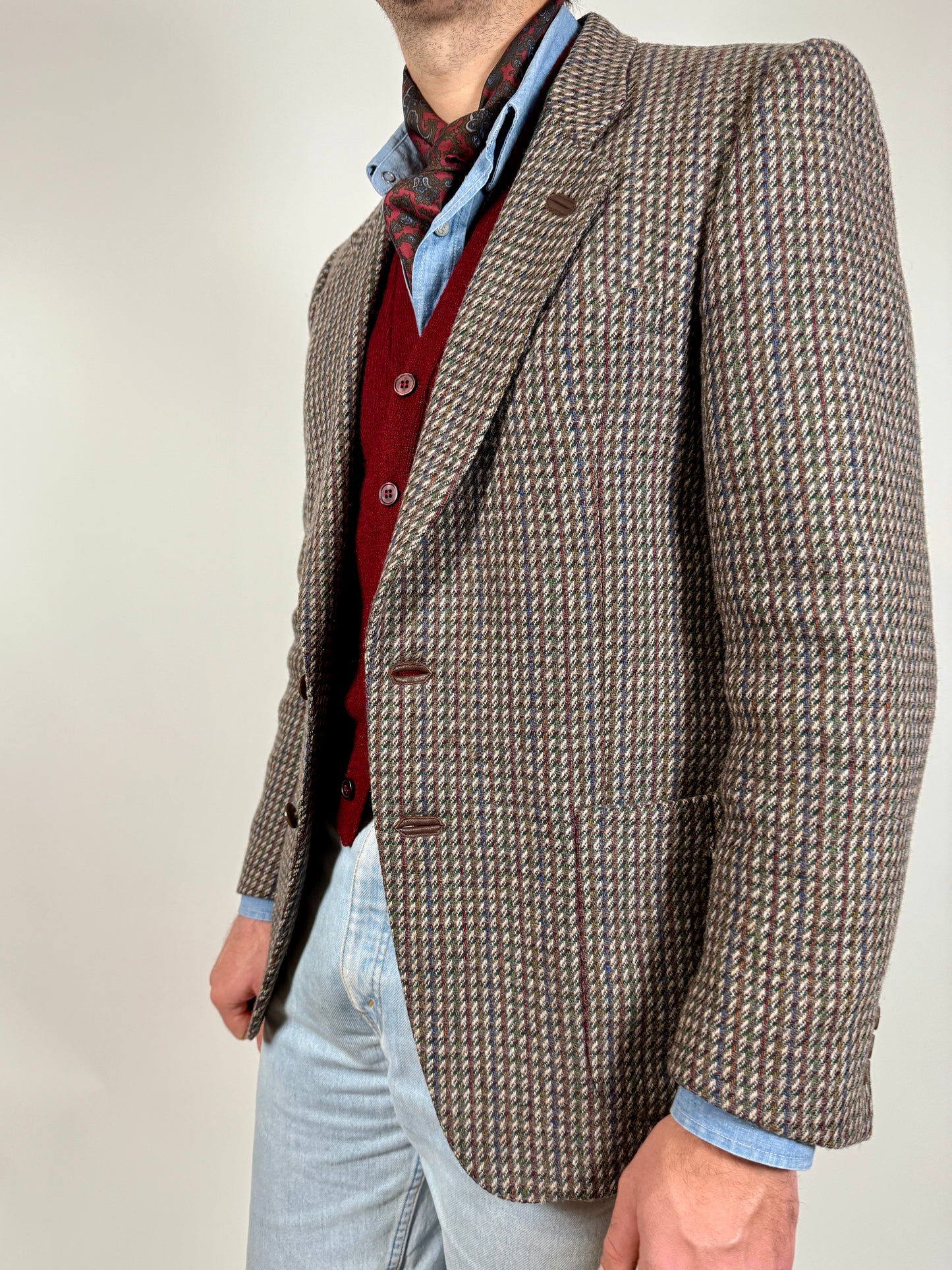 Giacca anni ‘70 in tweed multicolore - tg. 48/50