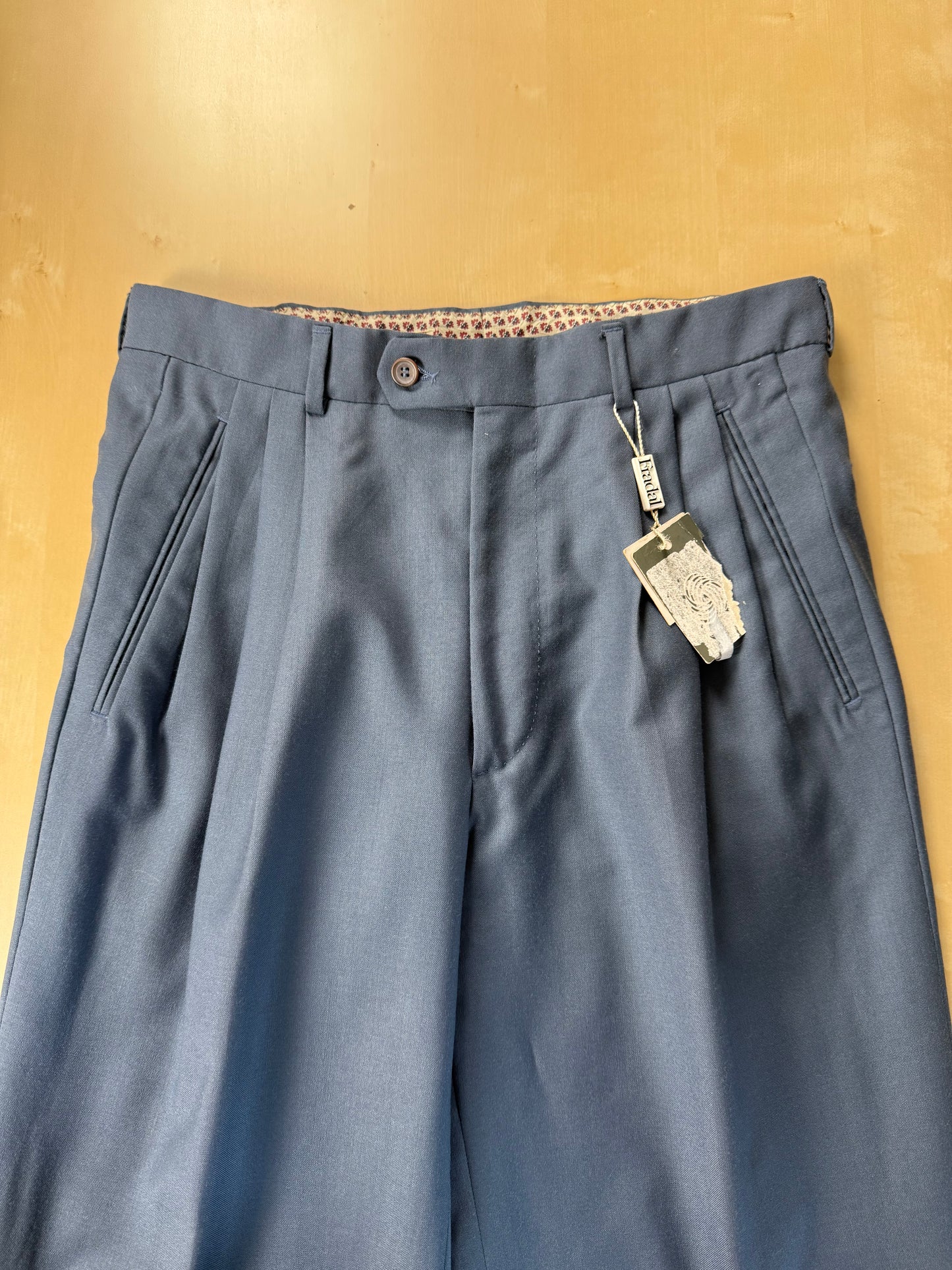 Pantaloni fresco lana verde petrolio anni '80 (NOS) 3 pinces - tg. 46
